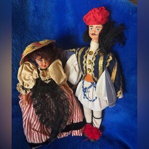Vintage pair of Greek and Parisian souvenir dolls!